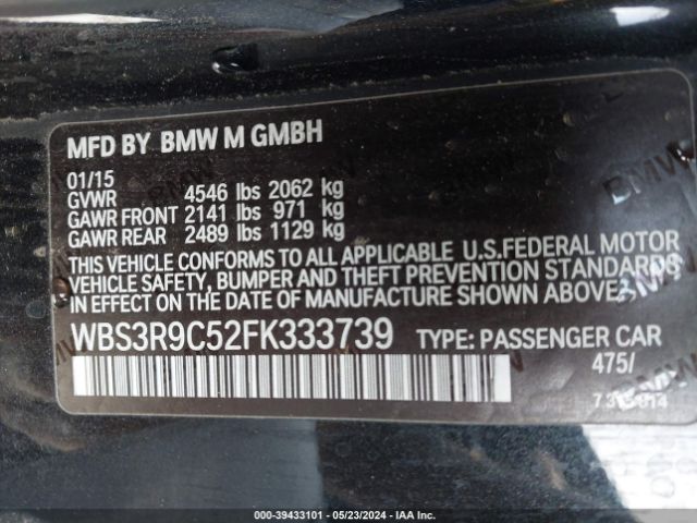 WBS3R9C52FK333739 BMW M4