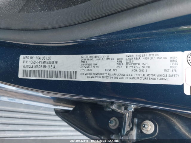 RAM 1500 Limited  4x4 6'4 Box 2021 1C6SRFPT9MN830879 Image 9
