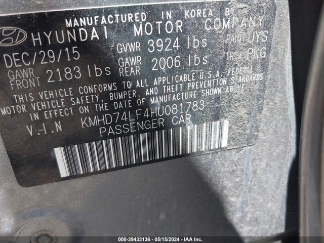 Hyundai ELANTRA SE 2017 KMHD74LF4HU081783 Image 9