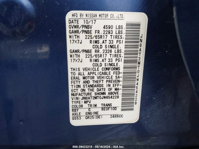Nissan ROGUE SV 2018 JN8AT2MT0JW454229 Image 9