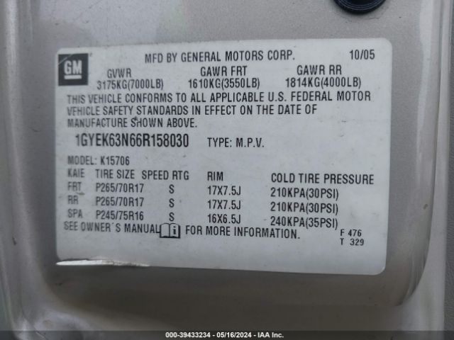2006 CADILLAC ESCALADE 1GYEK63N66R158030 Photo 8