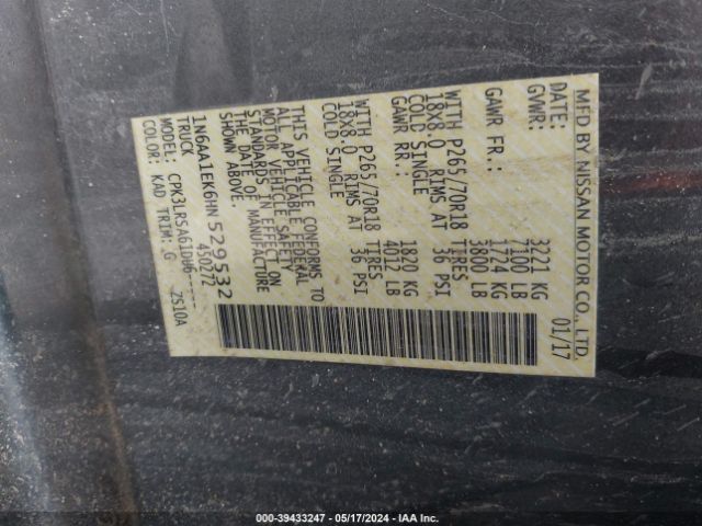 1N6AA1EK6HN529532 Nissan TITAN S