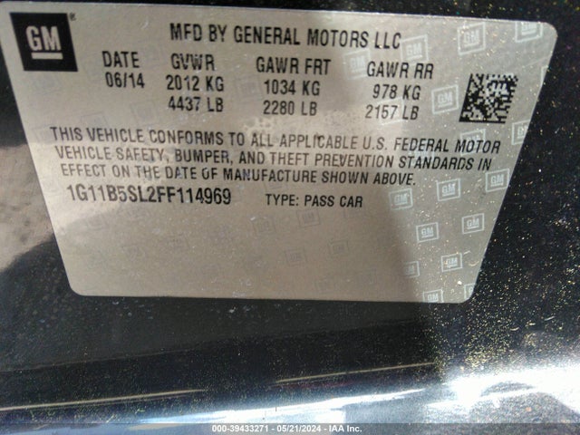 Chevrolet MALIBU LS 2015 1G11B5SL2FF114969 Image 9