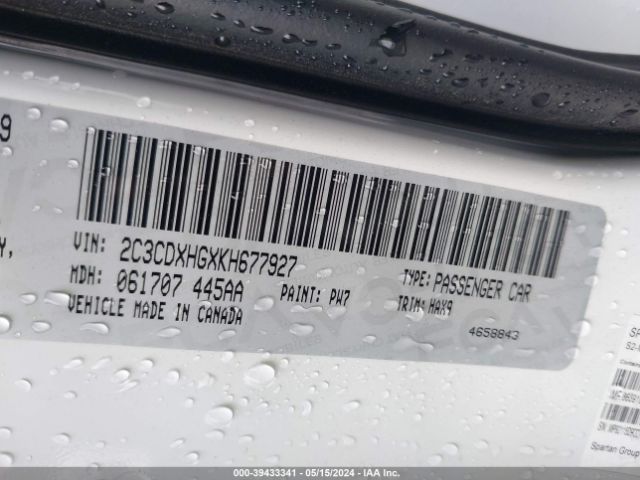 2C3CDXHGXKH677927 Dodge Charger Gt Rwd
