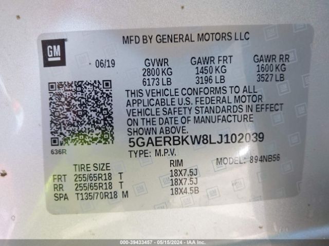 5GAERBKW8LJ102039 Buick Enclave Fwd Essence