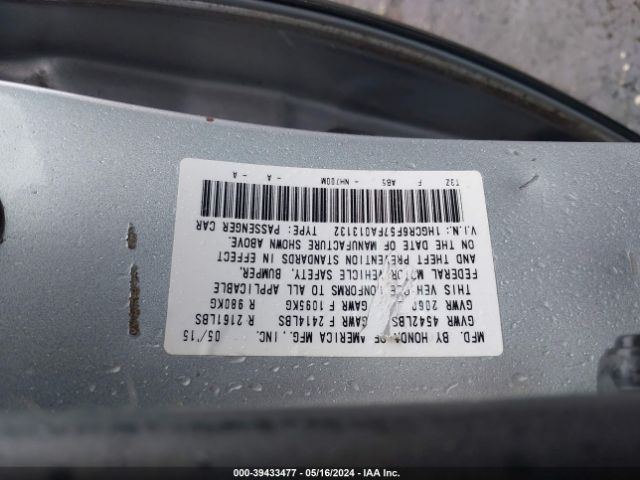 1HGCR6F57FA013132 Honda Accord Hybrid Ex-l