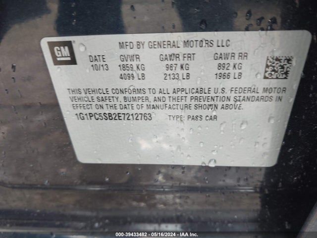 Chevrolet Cruze 1lt Auto 2014 1G1PC5SB2E7212763 Image 9