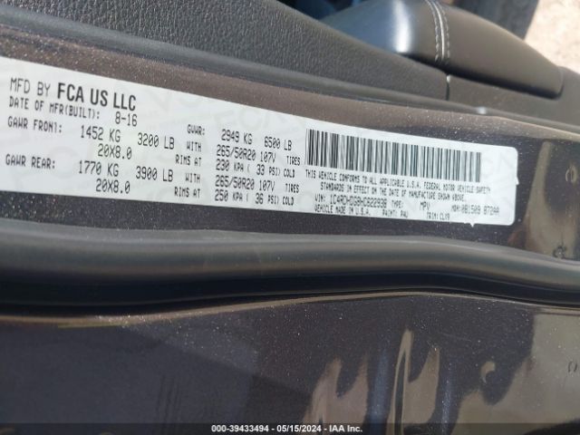 1C4RDHDG8HC622938 Dodge Durango Gt Rwd