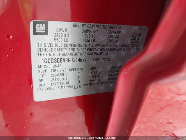 Chevrolet Colorado Lt 2016 1GCGSCEA9G1214677 Image 9
