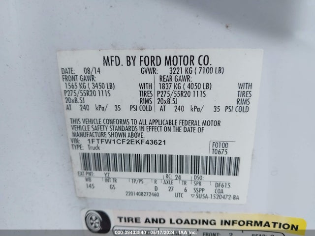 Ford F-150 Xlt 2014 1FTFW1CF2EKF43621 Image 9