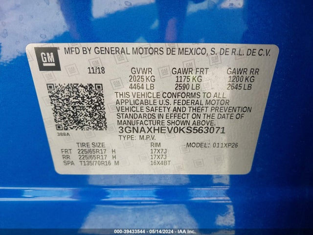 Chevrolet EQUINOX LS 2019 3GNAXHEV0KS563071 Image 9