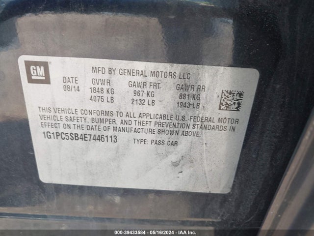 Chevrolet Cruze 1lt Auto 2014 1G1PC5SB4E7446113 Image 9