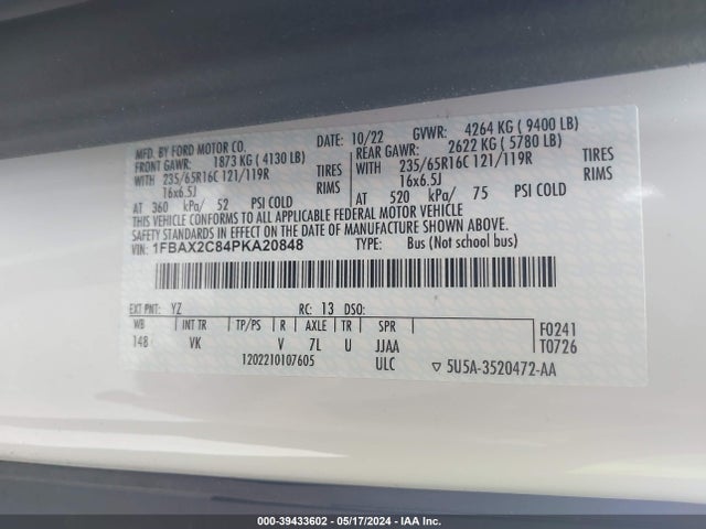 Ford Transit-350 Passenger Van Xl 2023 1FBAX2C84PKA20848 Image 9