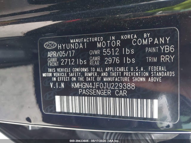 Genesis G80 5.0 Ultimate 2018 KMHGN4JF0JU229388 Image 9