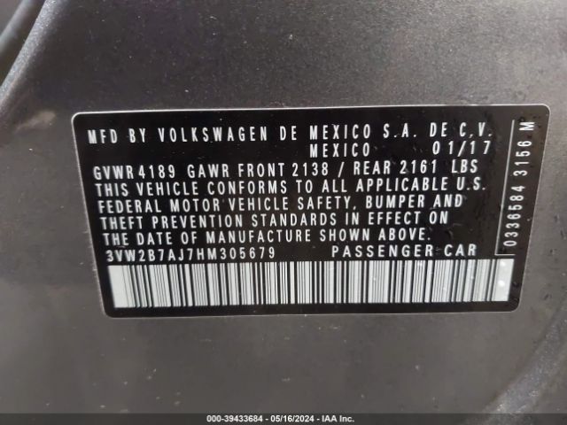 3VW2B7AJ7HM305679 Volkswagen Jetta 1.4t S