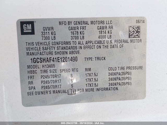 Chevrolet Express 1500 Work Van 2014 1GCSHAF41E1201490 Image 9