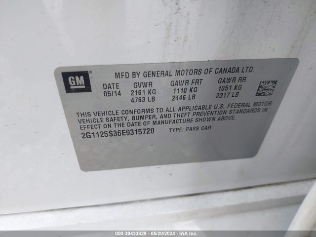 Chevrolet Impala 2lt 2014 2G1125S36E9315720 Image 9