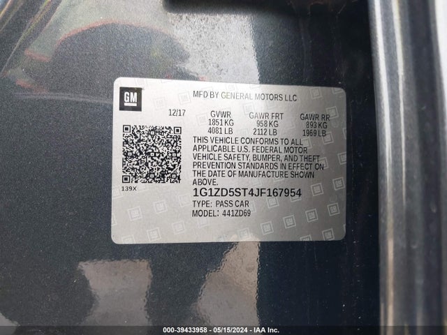 Chevrolet MALIBU LT 2018 1G1ZD5ST4JF167954 Image 9