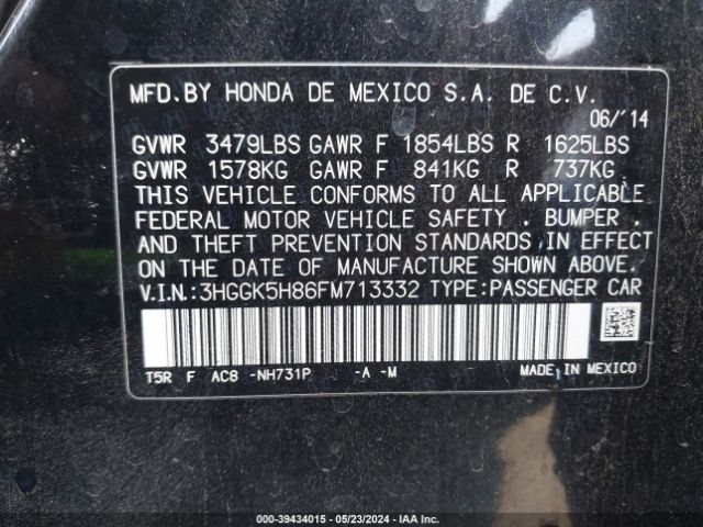 3HGGK5H86FM713332 Honda Fit Ex/ex-l