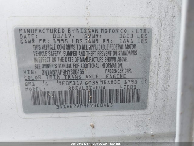 Nissan SENTRA S 2017 3N1AB7AP9HY300465 Image 9