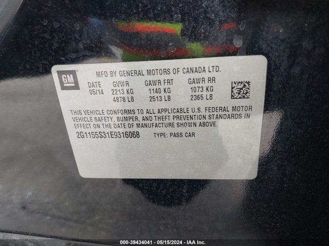 Chevrolet IMPALA 2LZ 2014 2G1155S31E9316068 Image 9
