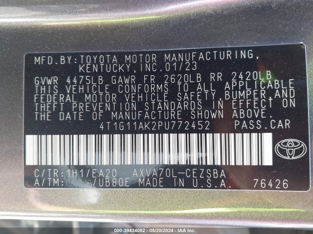 Toyota CAMRY SE 2023 4T1G11AK2PU772452 Image 9