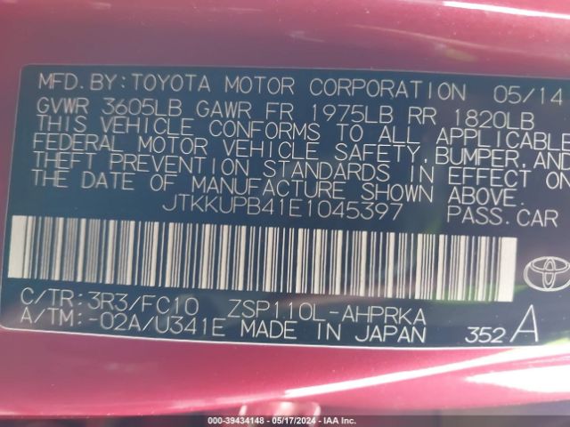 JTKKUPB41E1045397 Scion XD
