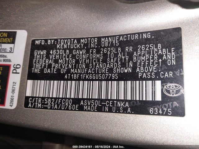 Toyota CAMRY LE 2016 4T1BF1FK6GU507795 Image 9