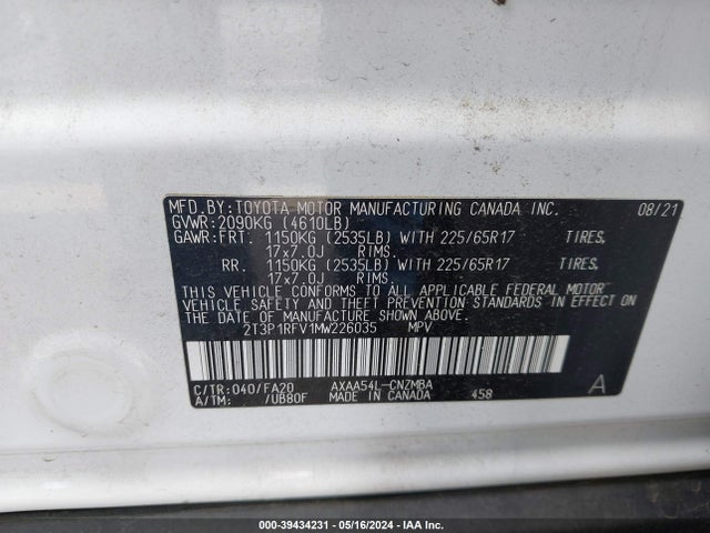Toyota Rav4 Xle 2021 2T3P1RFV1MW226035 Image 9