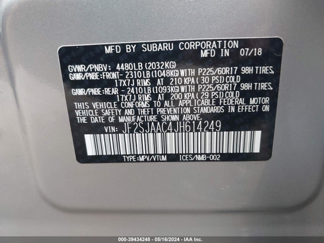 Subaru Forester 2.5i 2018 JF2SJAAC4JH614249 Image 9