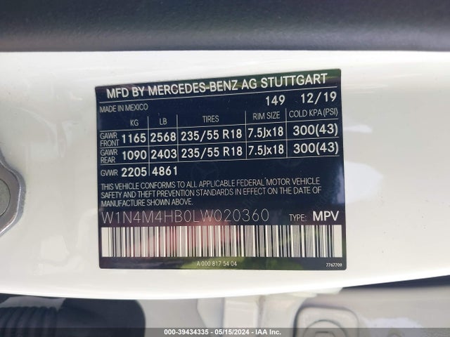W1N4M4HB0LW020360 Mercedes-Benz Glb 250 4matic