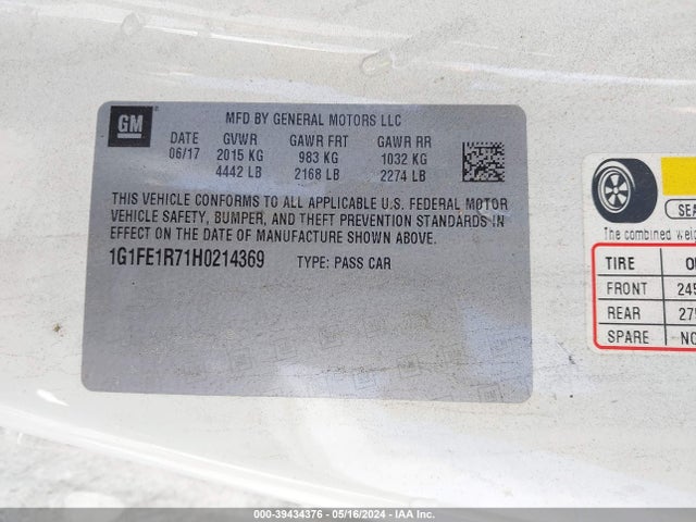 Chevrolet Camaro 1ss 2017 1G1FE1R71H0214369 Image 9