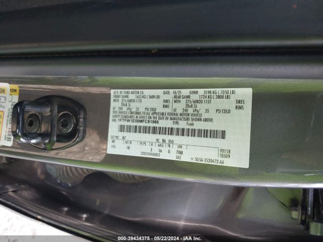 1FTFW1E58MFC81986 Ford F-150 Xlt