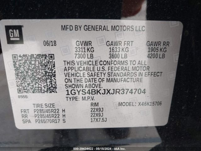 1GYS4BKJXJR374704 Cadillac Escalade Luxury