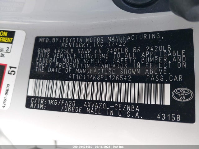 Toyota CAMRY LE 2023 4T1C11AK8PU126542 Image 9