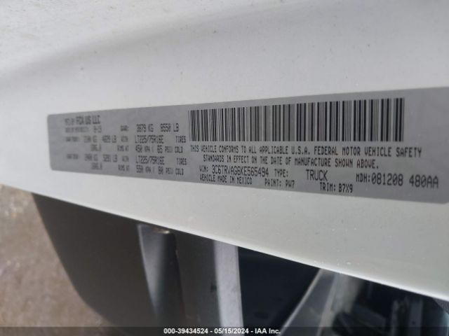 3C6TRVAG6KE565494 RAM Promaster 1500 Low Roof 136 Wb