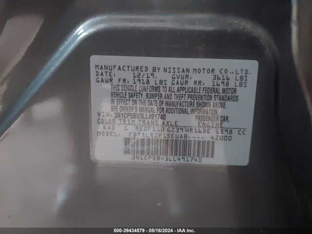 Nissan Kicks S Xtronic Cvt 2020 3N1CP5BV3LL491740 Image 9