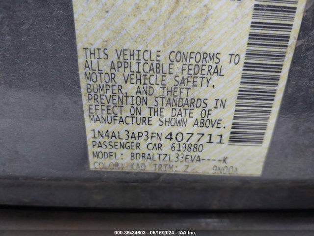 Nissan Altima 2.5 Sl 2015 1N4AL3AP3FN407711 Image 9