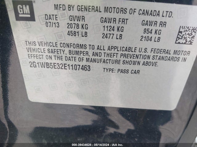 Chevrolet Impala Limited Lt 2014 2G1WB5E32E1107463 Image 9