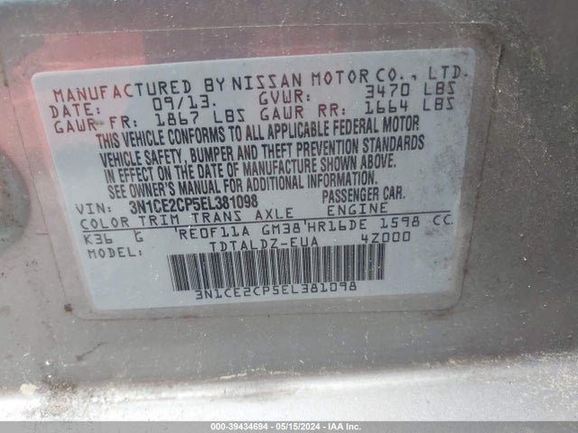 Nissan Versa Note Sv 2014 3N1CE2CP5EL381098 Image 9