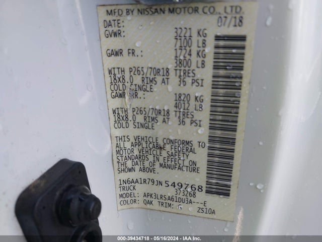 Nissan TITAN S 2018 1N6AA1R79JN549768 Image 9