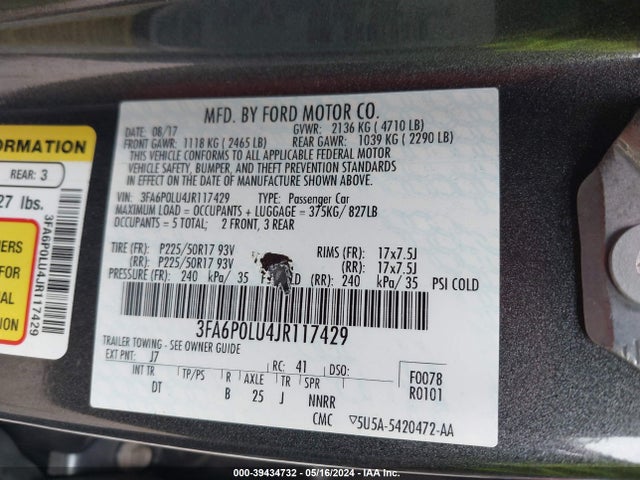 Ford Fusion Hybrid Se 2018 3FA6P0LU4JR117429 Image 9