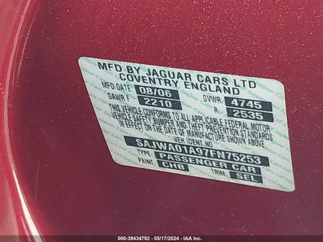 2007 JAGUAR S-TYPE SAJWA01A97FN75253 Photo 8