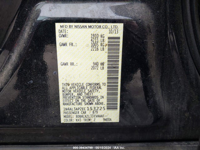 Nissan Altima 2.5 Sl 2014 1N4AL3AP2EC153225 Image 9