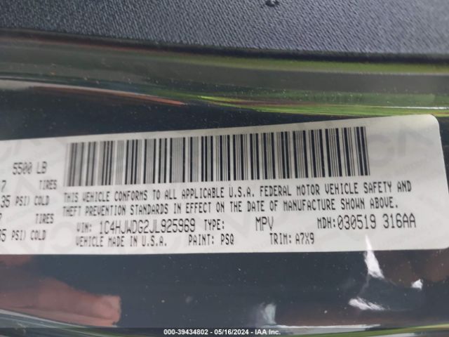 1C4HJWDG2JL925969 Jeep Wrangler Jk Unlimited Sport S 4x4