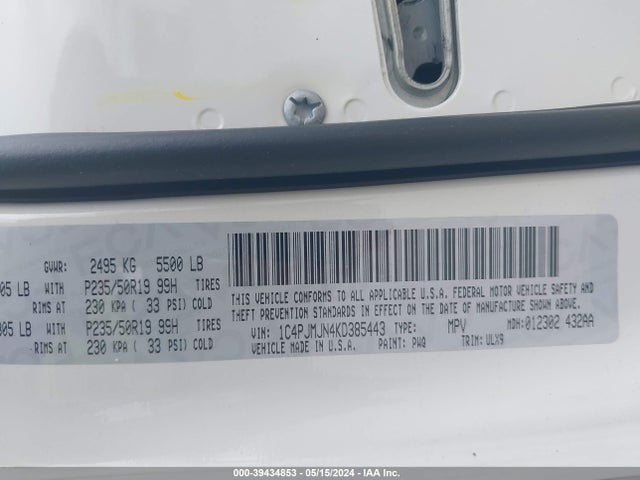 Jeep Cherokee Overland 4x4 2019 1C4PJMJN4KD385443 Image 9