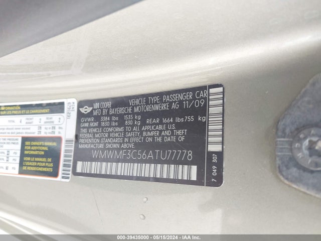 2010 MINI COOPER WMWMF3C56ATU77778 Photo 8