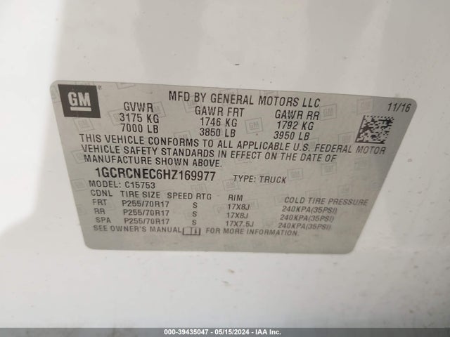 Chevrolet Silverado 1500 Ls 2017 1GCRCNEC6HZ169977 Image 9