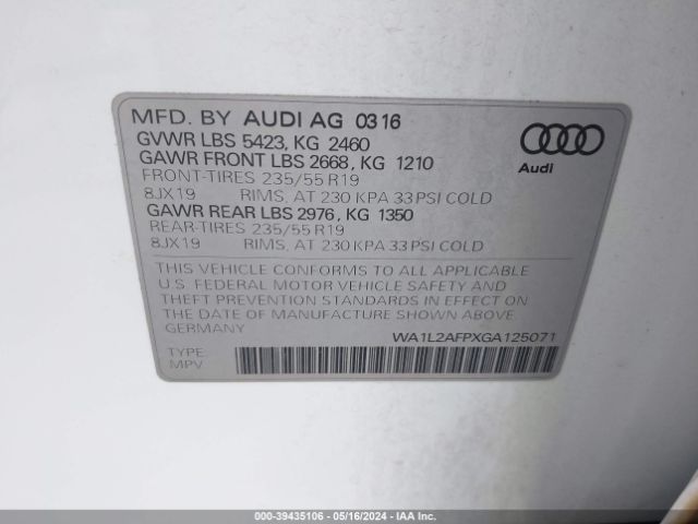 WA1L2AFPXGA125071 Audi Q5 2.0t Premium