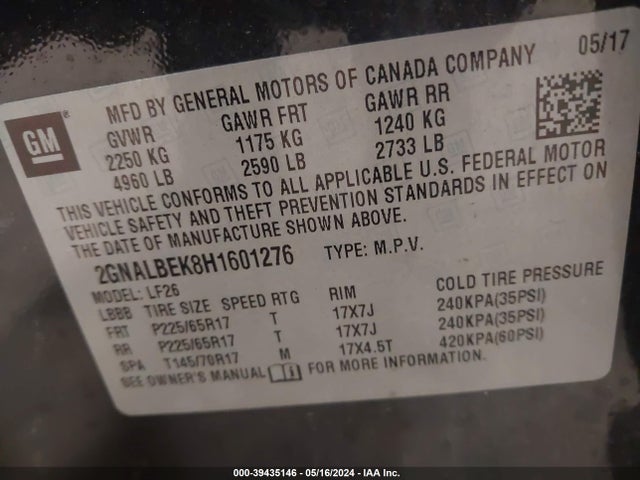 Chevrolet EQUINOX LS 2017 2GNALBEK8H1601276 Image 9